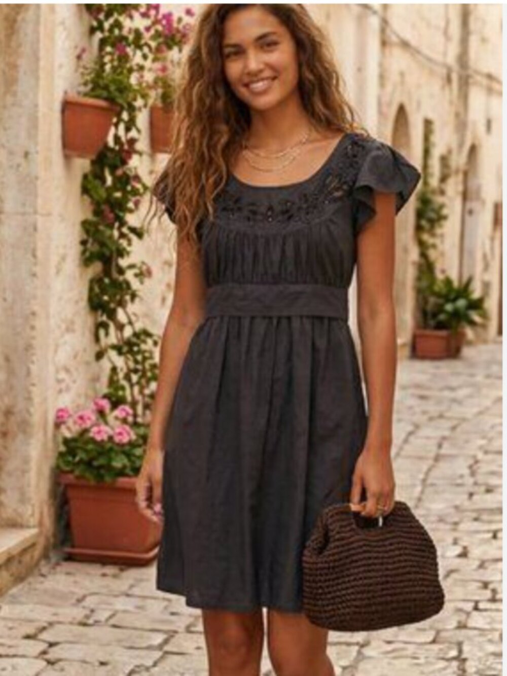 Lipsy 100% Silk Womens Grey Puff Sleeve Midi Dress Sz 4‎